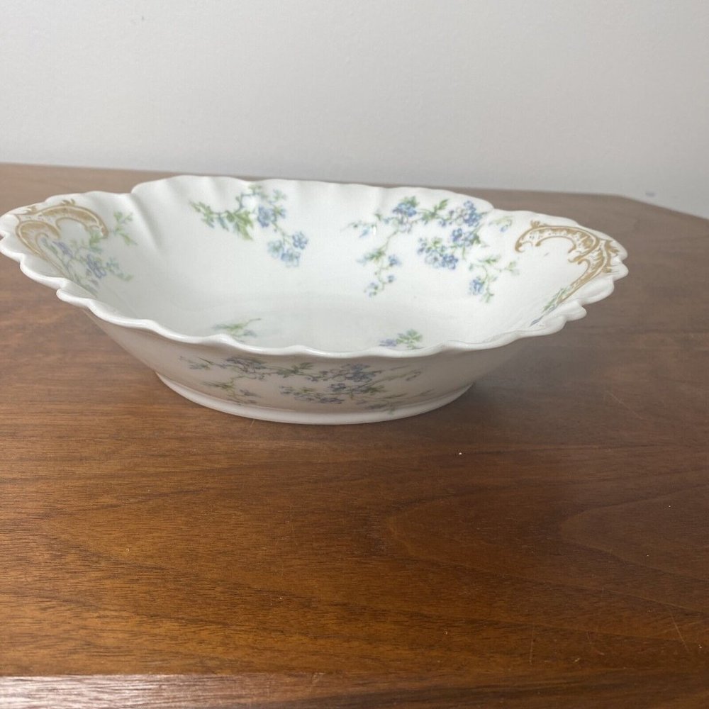 Vintage Limoges france haviland Vegetable Serving Dish blue flowers 9.5”